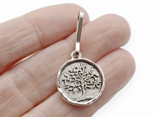 Tree of Life Zipper Charm, Pewter Bag Accessory, Keychain Clip, Purse Decoration