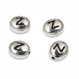 4 Silver "Z" Alphabet Beads, Oval Letter For Personalized Jewelry Making