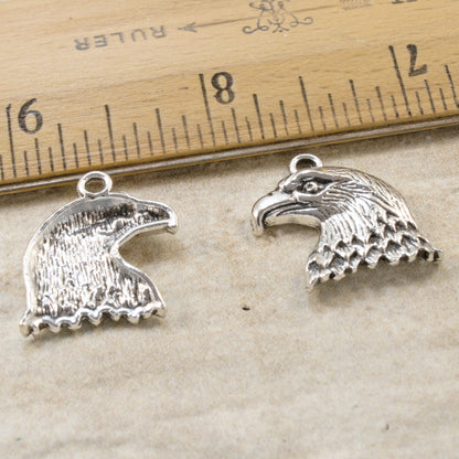 Eagle Head Charms: Antique Silver Boy Scout Project Bulk Pendant Supply 10-Pack