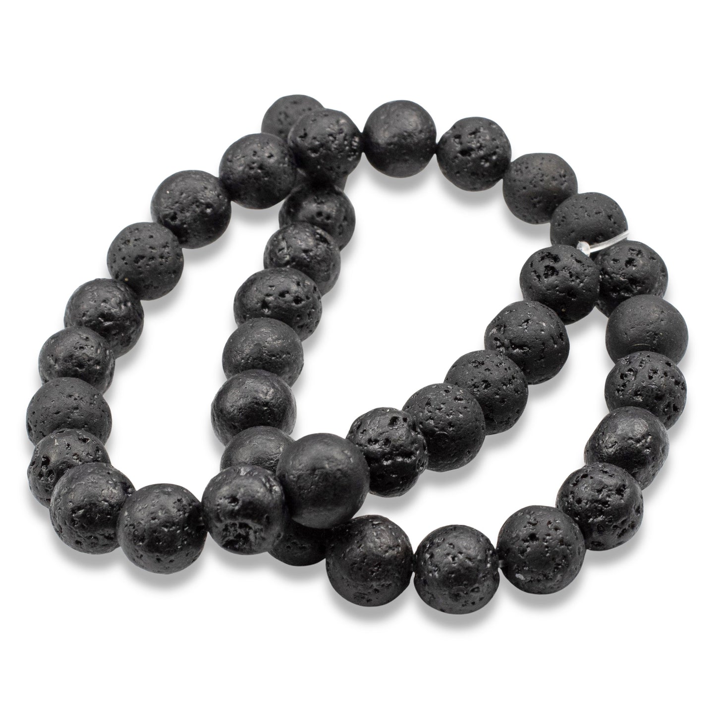 Black Lava Rock Beads 10mm: Natural Volcanic Stone, Round Textured Beads, 15" Strand