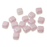 50 Pink Airy Pearl Tile Mini Beads, 5mm Square 2-Hole Czech Glass Beads