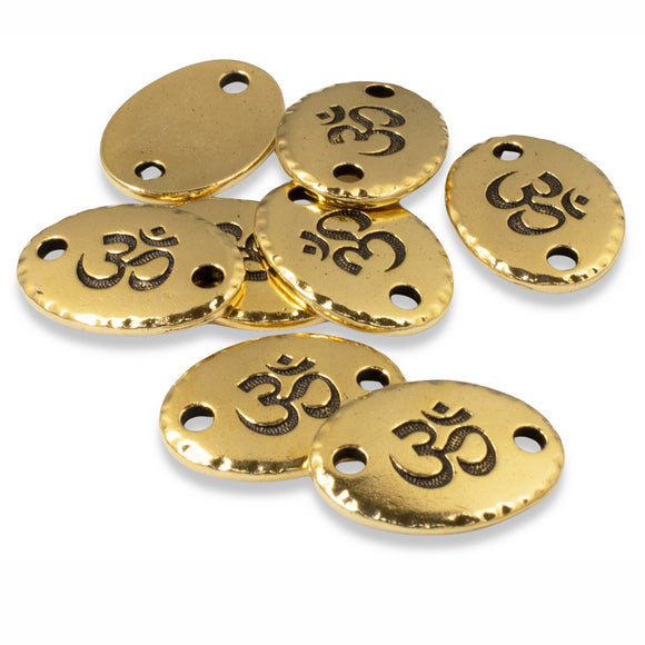 8-Pack Gold Om Links, TierraCast Destash, Oval Focal Connnectors for Handmade Jewelry