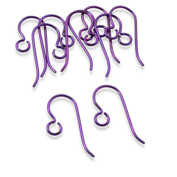 10 Premium Purple Niobium Ear Wires - Hypoallergenic Earring Hooks - USA Made