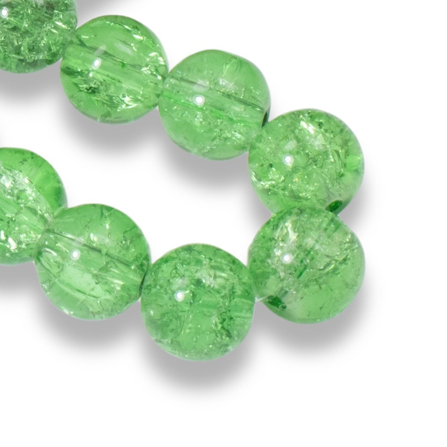 30 Spring Green 10mm Round Glass Crackle Beads for Handmade Jewelry Making