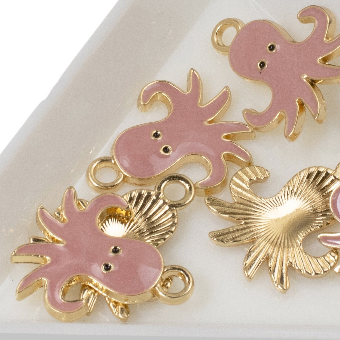 6 Pink Enamel Octopus Charms - Whimsical Pendants for Sea Life Jewelry & Crafts