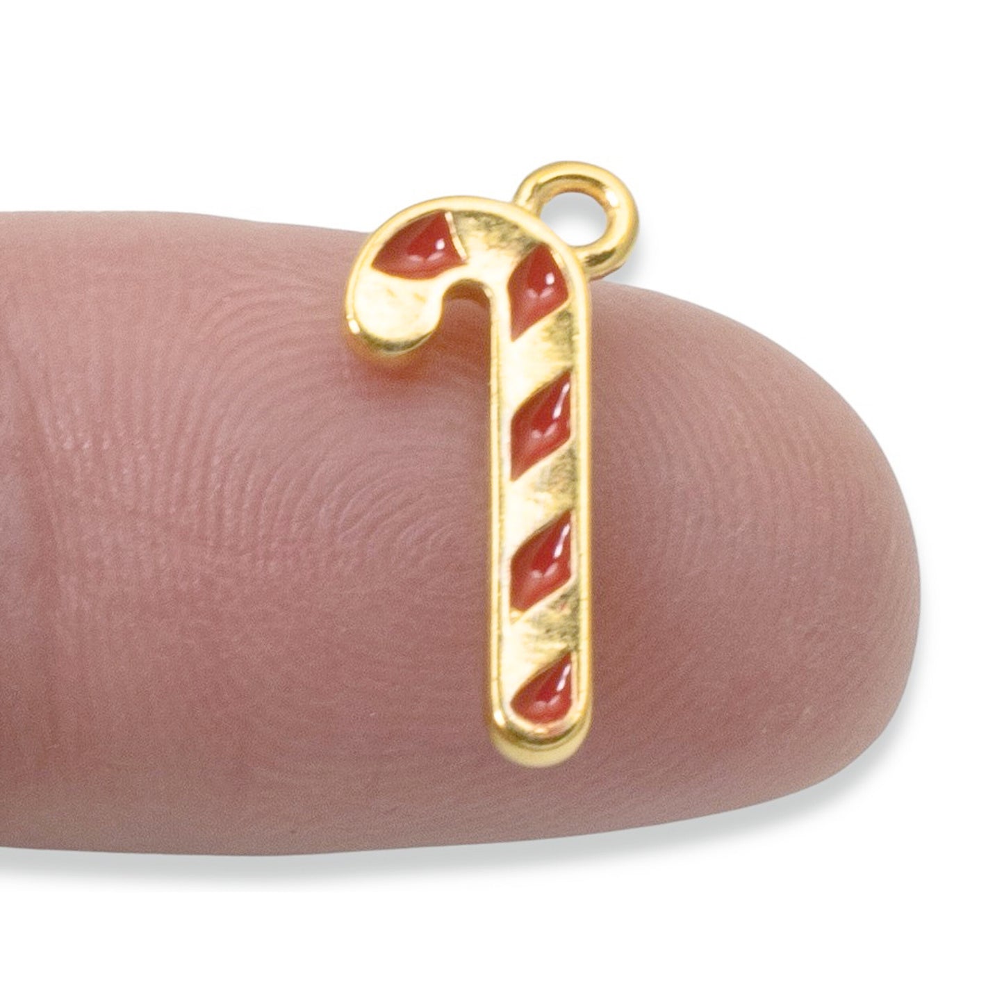 Gold Candy Cane Charms 2-Pack, Christmas Jewelry Making, Holiday Craft Supplies