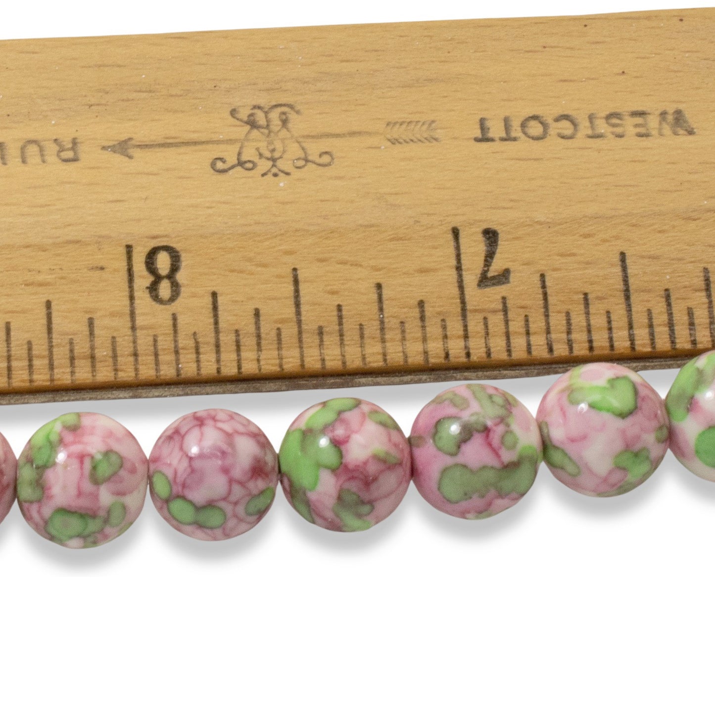 Pink Green Rain Flower Stone Beads: 10mm Impressionist Pattern DIY Jewelry