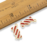 10 Peppermint Candy Charms, Enamel Christmas Pendants, Jewelry Making & Crafts