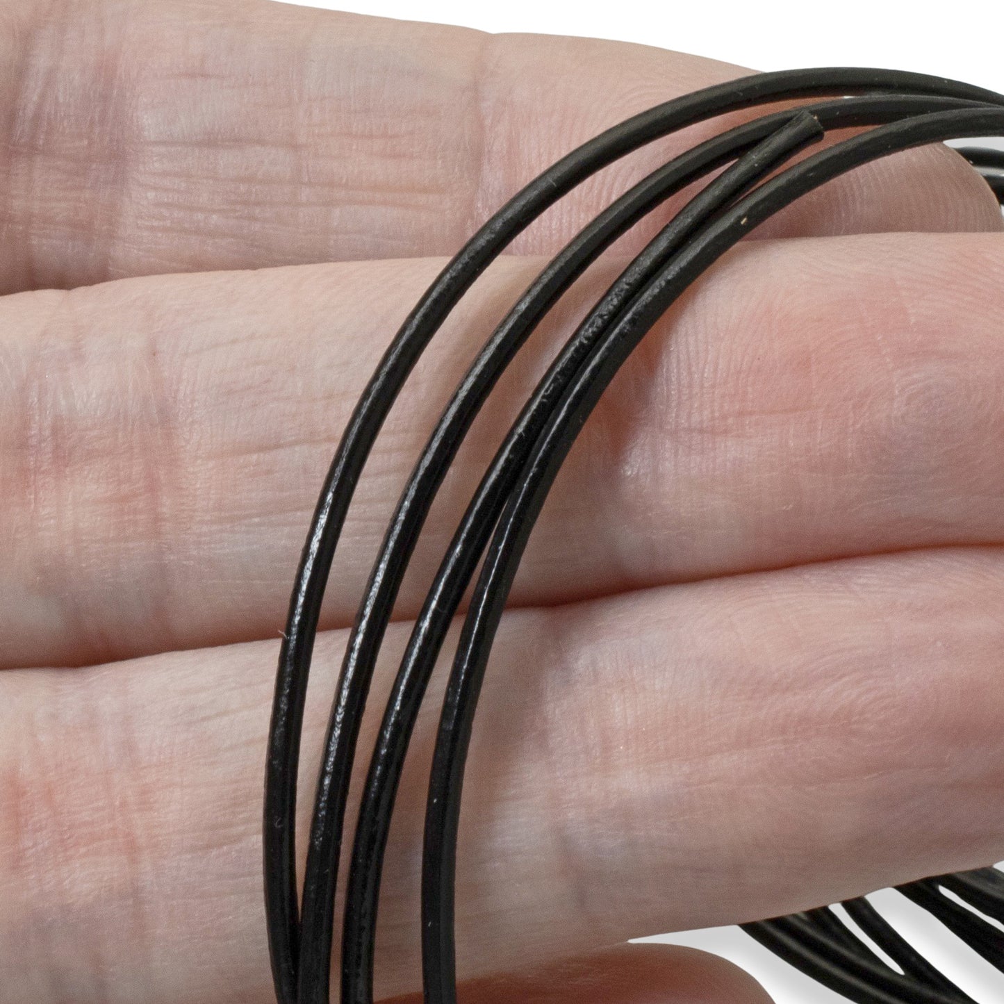 1.5mm Black Round Leather Cord 15 Feet, Genuine Cowhide Jewelry Making Supplies