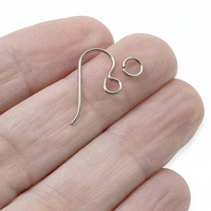 Niobium Earring Kit Gray, Complete Findings for 2 Pairs, Just Add Beads, Hypoallergenic Jewelry Making