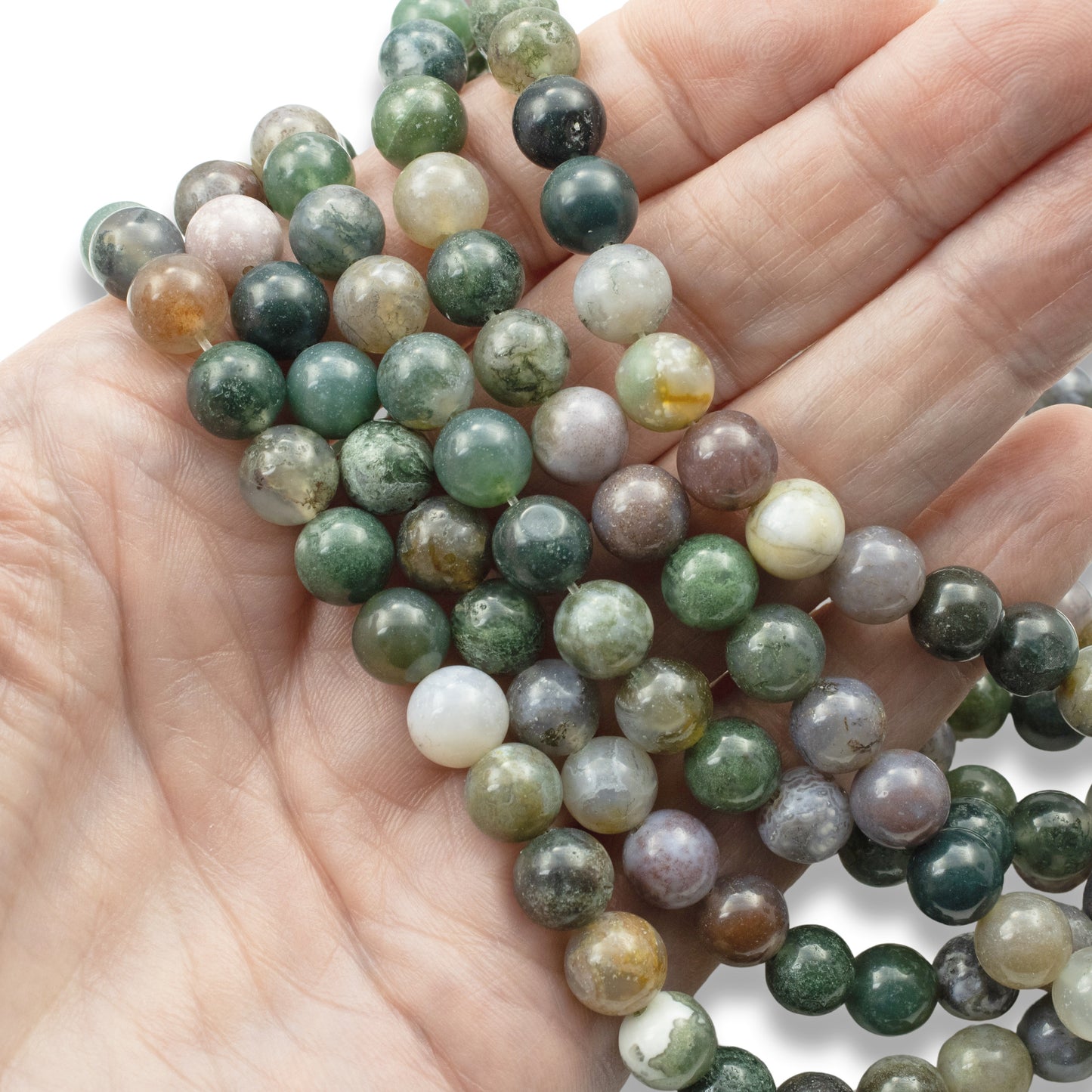 India Agate Beads: 8mm Multicolor Round Gemstone, 15" Strand Jewelry Making