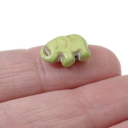 20 Whimsical Green Elephant Beads for DIY Jewelry, Crafts, and Boho Projects