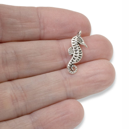 12 Silver Seahorse Charms -Versatile Seaside Pendants - Beach-Inspired Jewelry-Making and Crafts