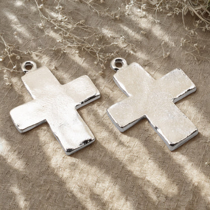 Hammered Cross Charms Sterling Silver 2-Pack, Premium Artisan Textured USA Made