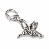 Silver Hummingbird Charm, Clip-On Bird Accessory for Purses & Bags