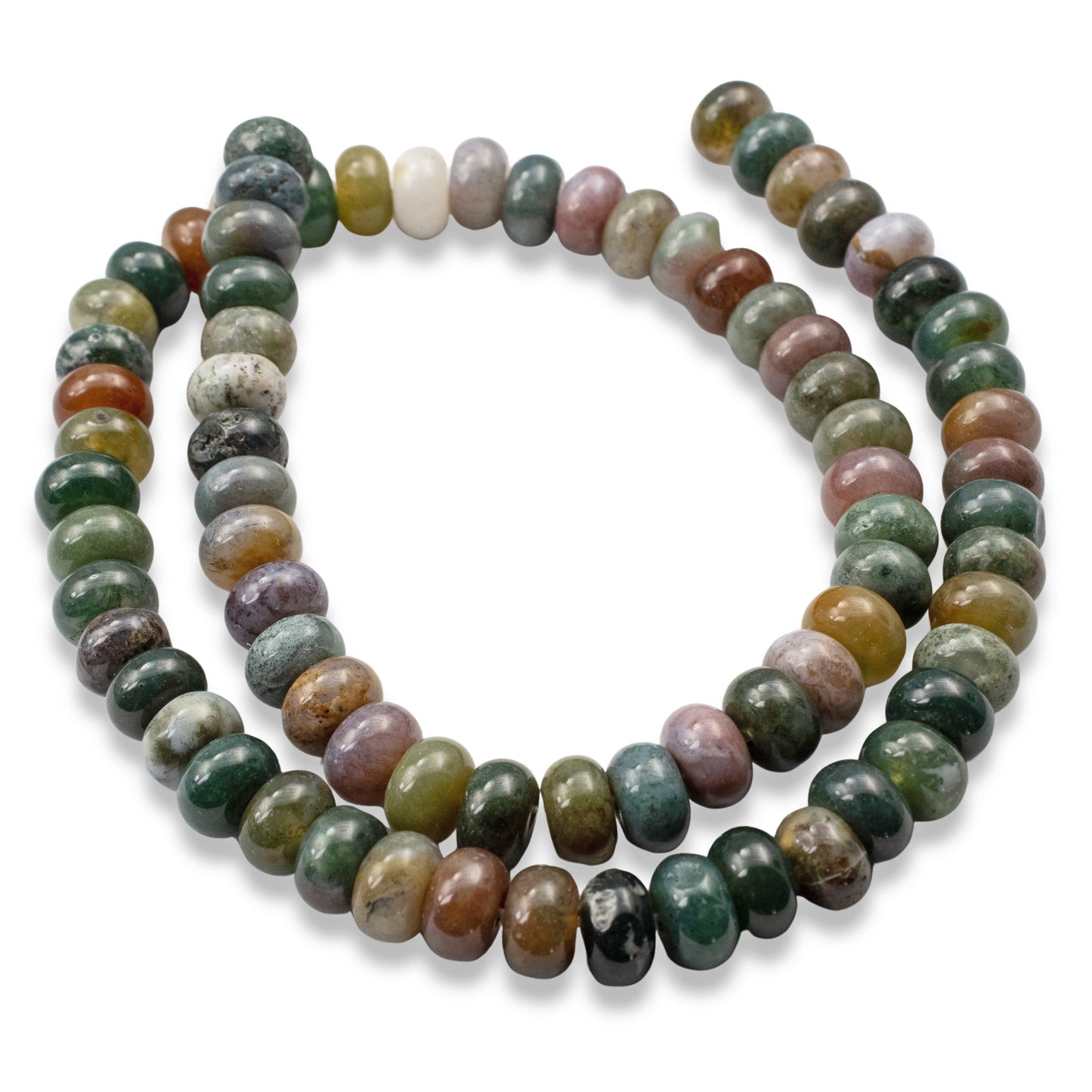 India Agate Beads, Rondelle 5mm x 8mm, Multicolor Blood Agate Strand, 78Pcs