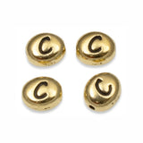 4 Gold Letter "C" Alphabet Beads, TierraCast Oval Initial Beads for DIY Jewelry