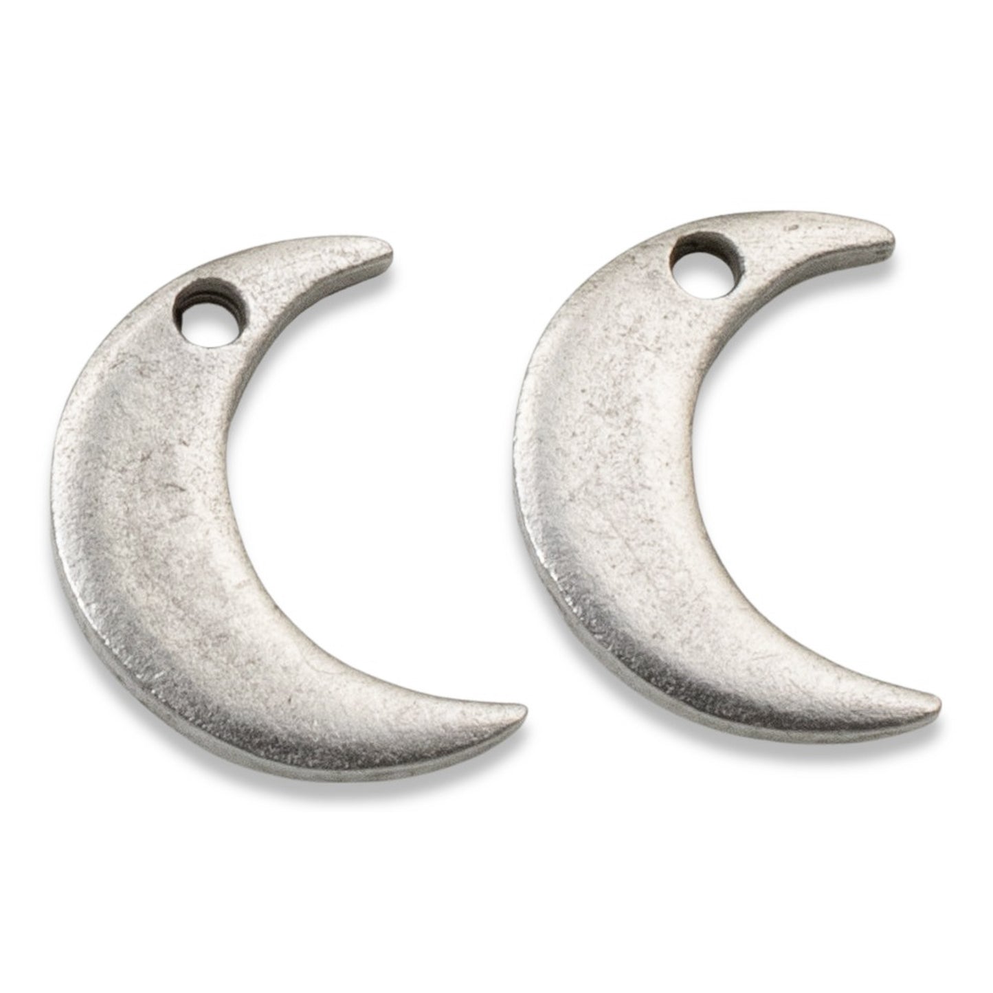 Celestial Moon Charms Silver, 2Pc Crescent Metal Stamping Flat Tags, DIY Jewelry