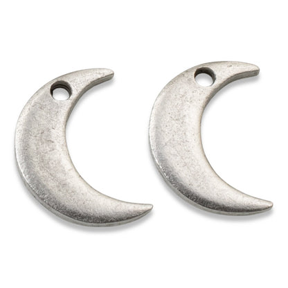Celestial Moon Charms Silver, 2Pc Crescent Metal Stamping Flat Tags, DIY Jewelry