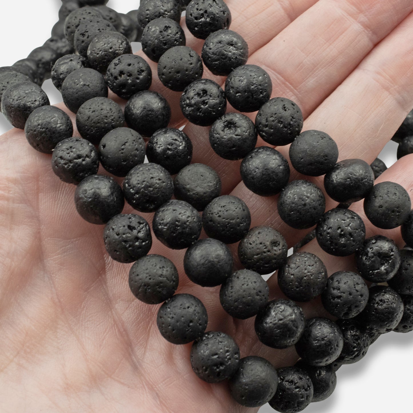 Black Lava Rock Beads 10mm: Natural Volcanic Stone, Round Textured Beads, 15" Strand