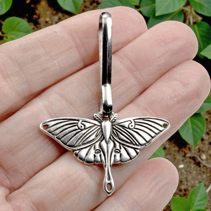 Luna Moth Zipper Pull: Silver Nature Accessory Heavy Duty Luggage Tag Backpack Charm Hiker Gift Outdoor Travel