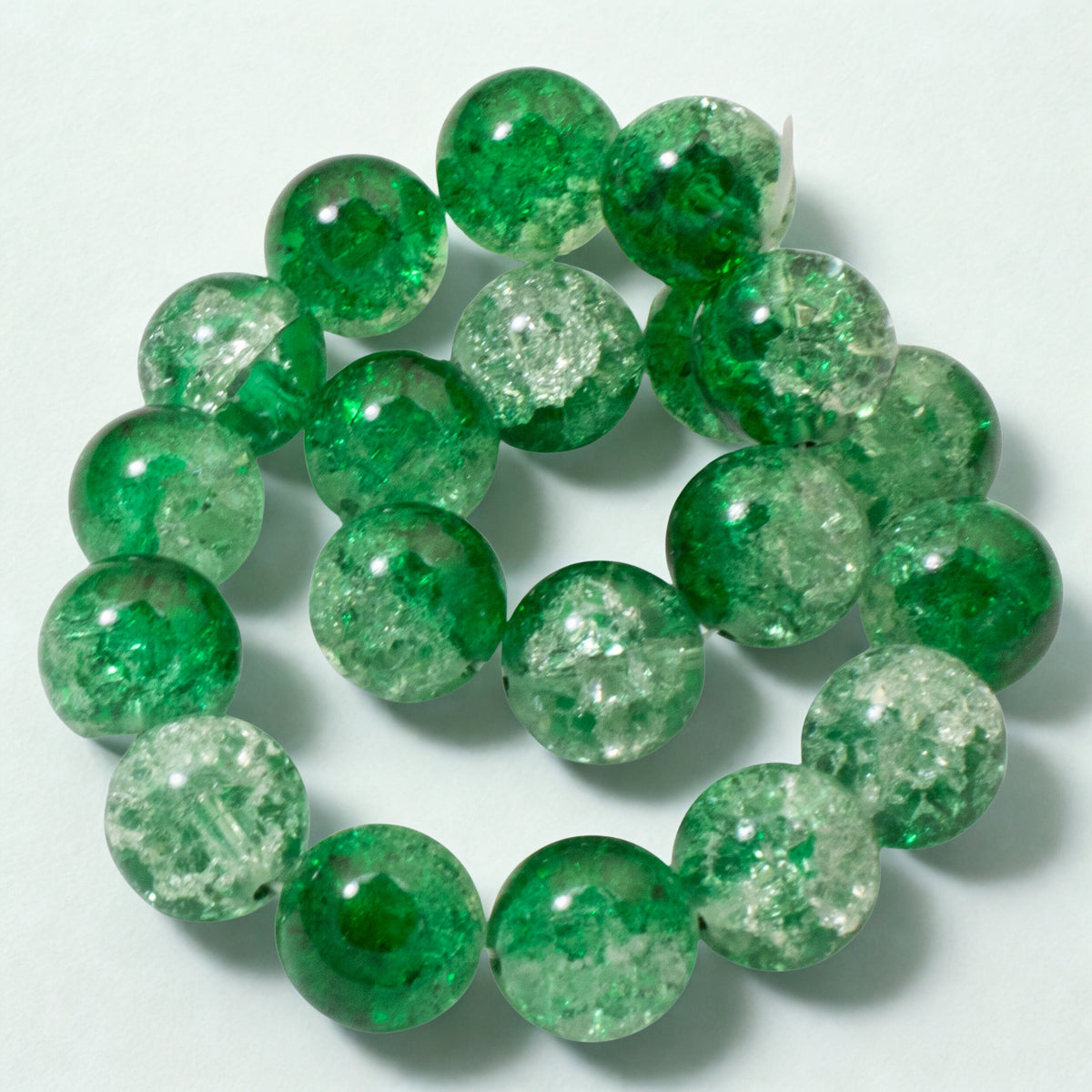 Large Christmas Beads, 20-Pack Bold Emerald Green Clear 12mm, Statement Jewelry