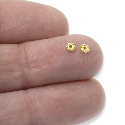 200 Bright Gold 3mm Daisy Spacers: Bulk TierraCast Heishi Beads