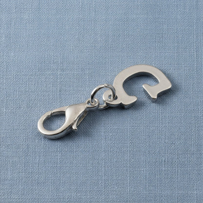 Letter "G" Clip On Charm, Silver Initial Alphabet Dangle with Lobster Clasp