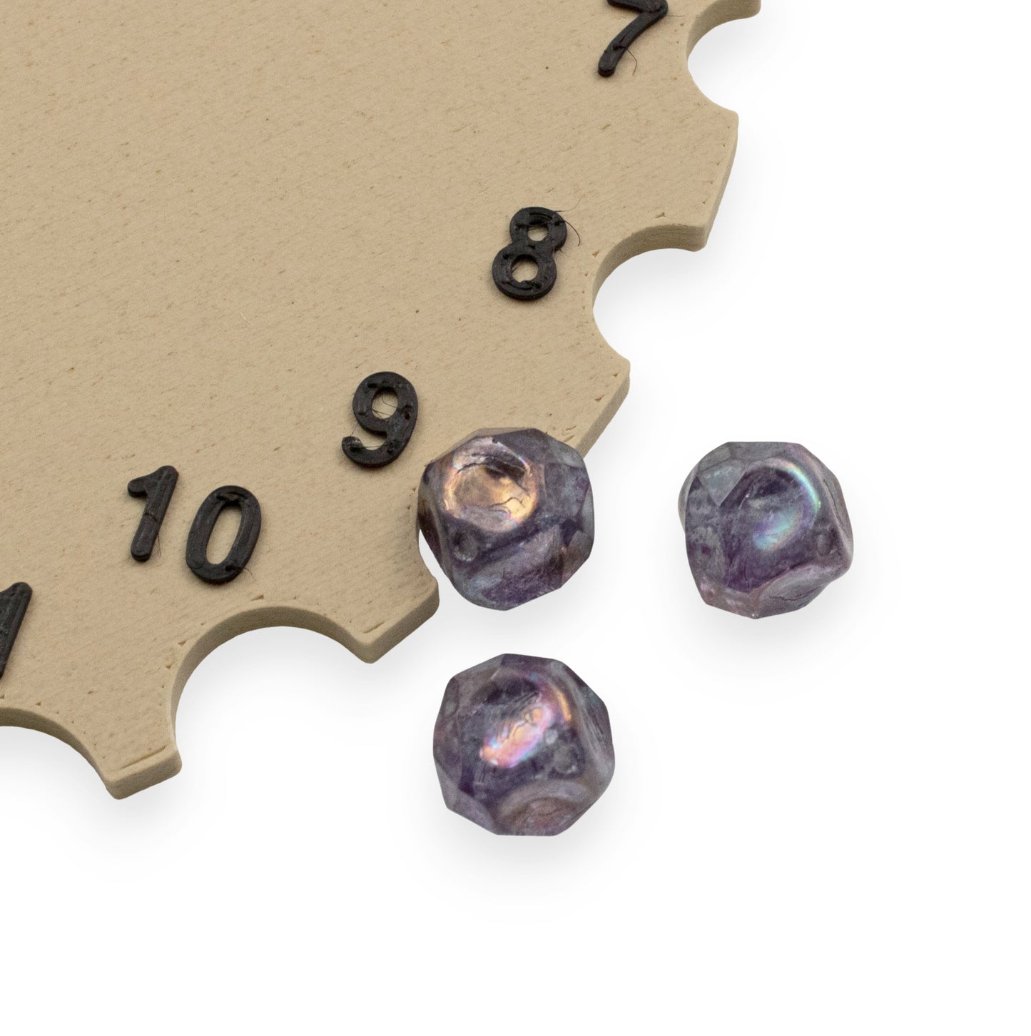 Purple Marbled Patina 9mm Baroque Central Cut - Raven's Journey Czech Glass - 10-Pack
