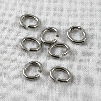 Titanium Oval Jump Rings, Medium 7-Pack, Hypoallergenic Open Findings