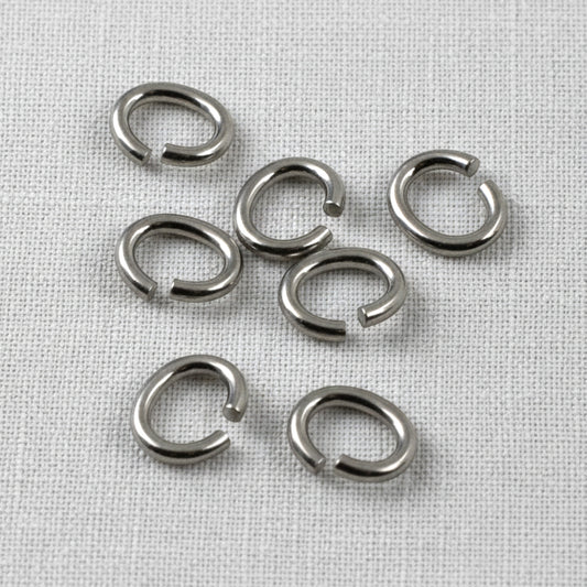 Titanium Oval Jump Rings, Medium 7-Pack, Hypoallergenic Open Findings