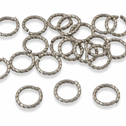 Circle Jump Rings Antique Silver Textured, 20-Pack 9mm Nunn Design Findings