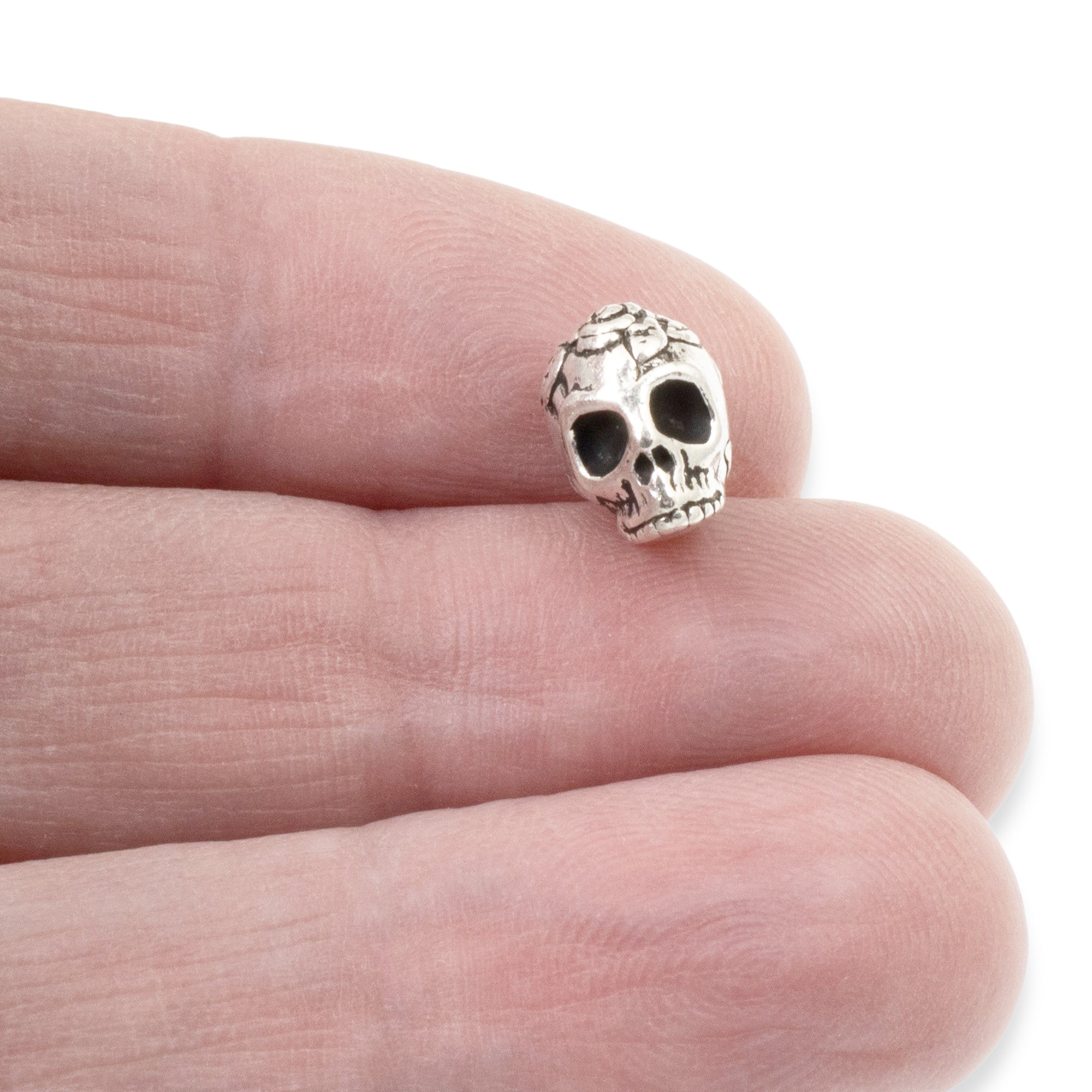 Sugar Skull Beads TierraCast Antique Silver 10mm Big Hole Beads