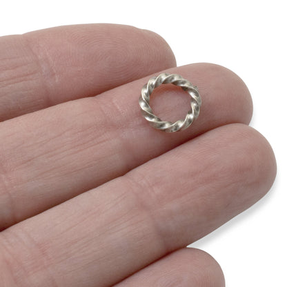 Large Antique Silver Rope Jump Rings: 10-Pack Charm Necklace Connectors
