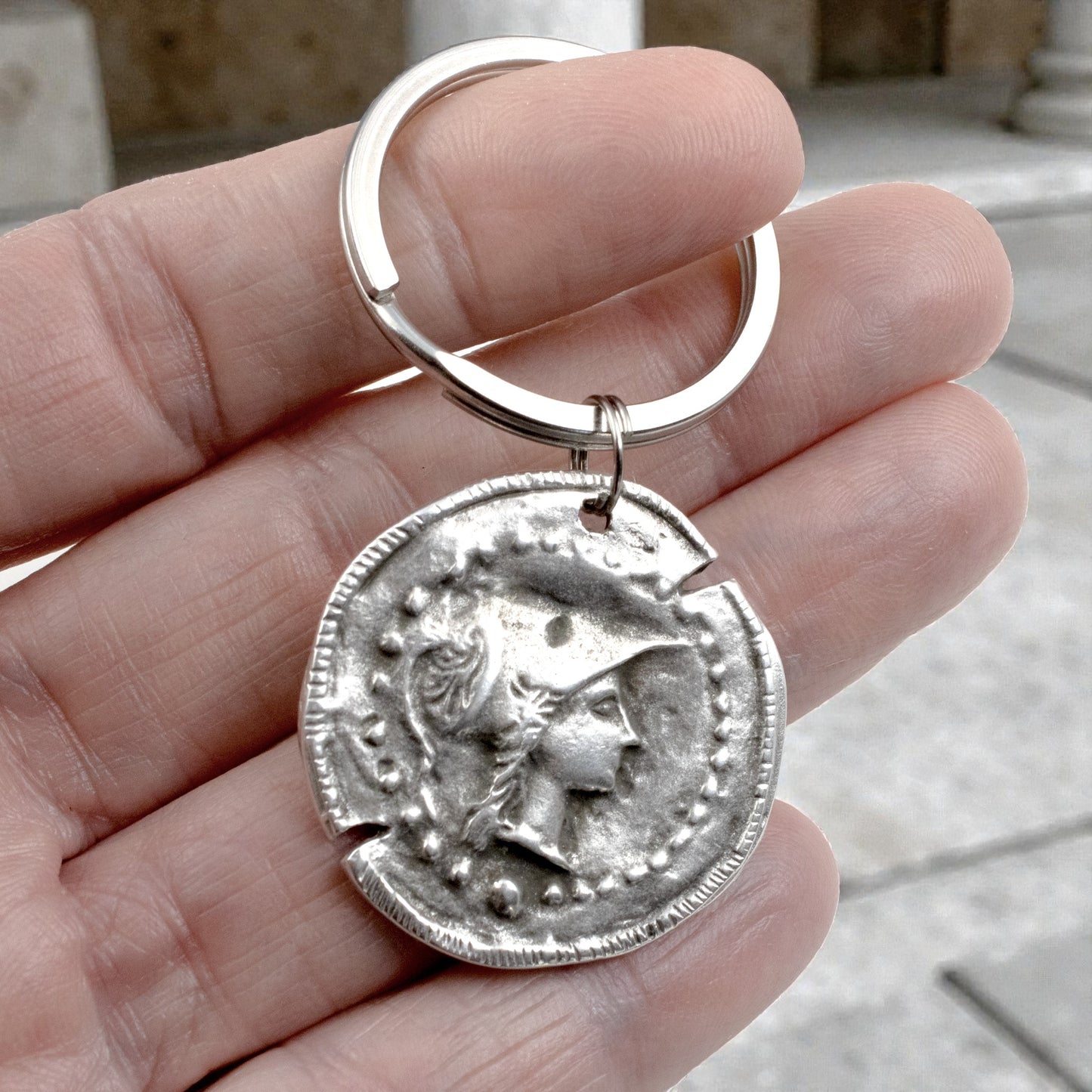 Athena Coin Keychain: Greek Goddess Wisdom Symbol, Achievement Gift