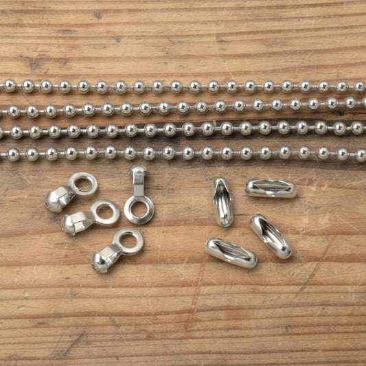DIY Ceiling Fan Pull Set with Ball Chain and Connectors, Nickel-Silver 4-Pack
