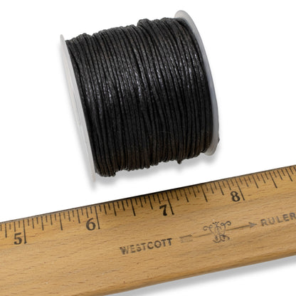 Black 1mm Waxed Cotton Cord - 25 Meters - Jewelry and Craft String