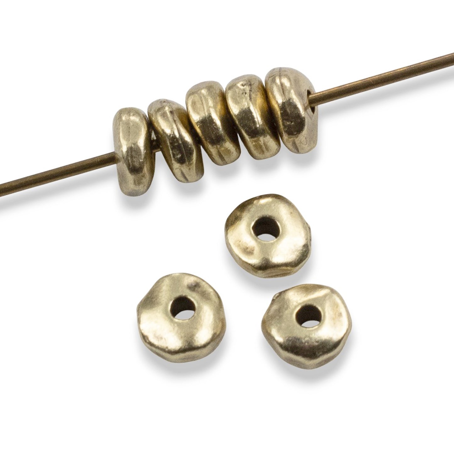 Brass Nugget Beads: Satin Brass Organic Pewter Spacers 5mm Limited Edition 25-Pack