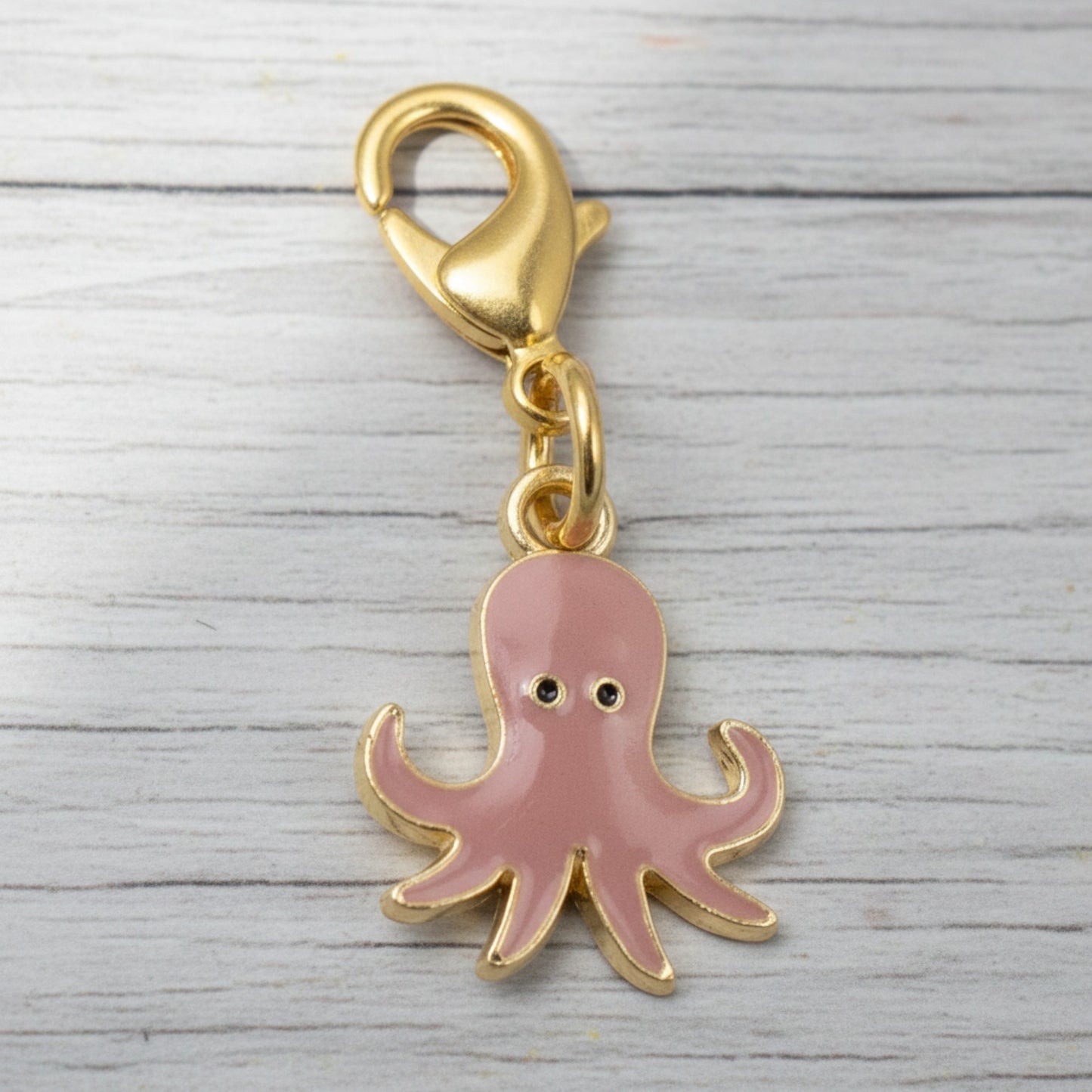 Pink Octopus Clip-On Charm, Gold-Plated Sea Life Handbag and Jewelry Accessory