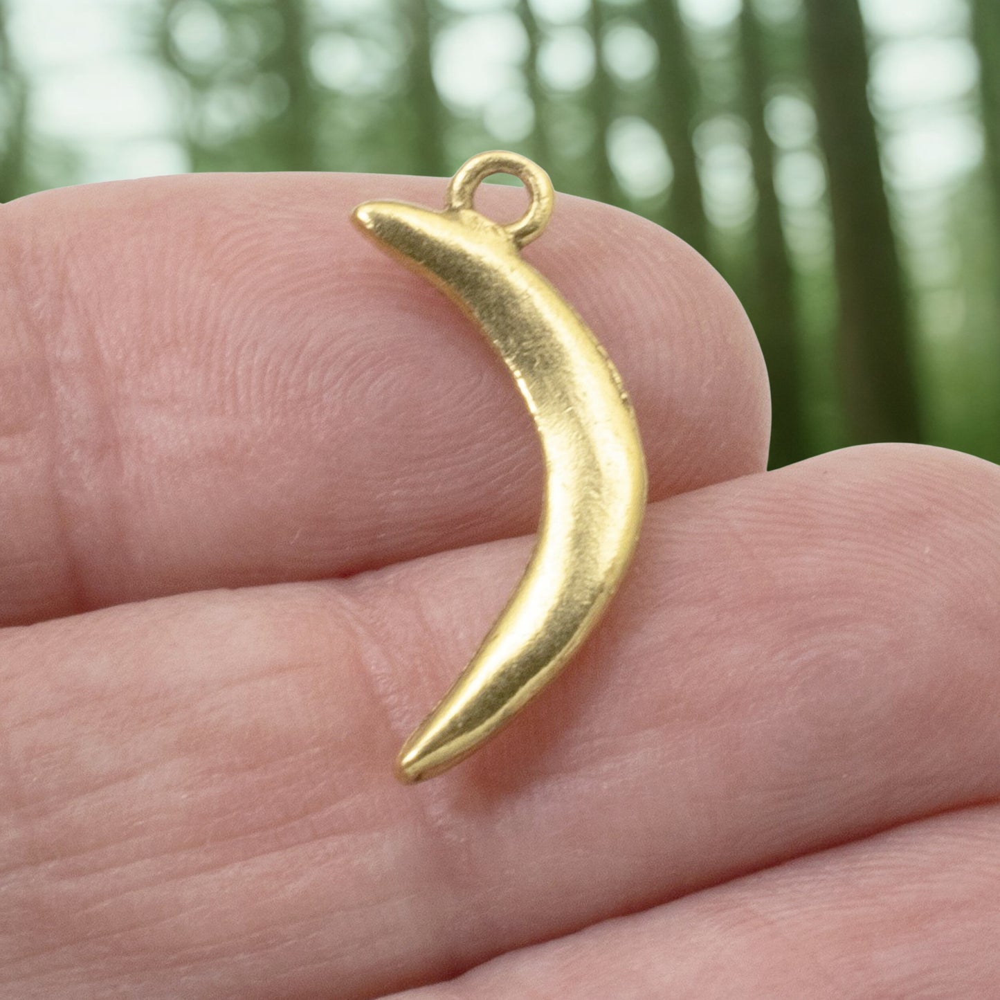 Primitive Moon Charms Gold: Celestial Crescent 24k Plated Jewelry Making 2-Pack