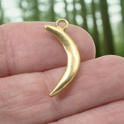 Primitive Moon Charms Gold: Celestial Crescent 24k Plated Jewelry Making 2-Pack