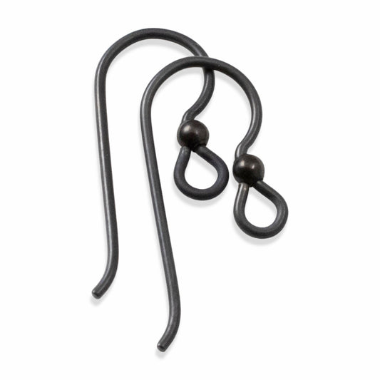 Black Niobium Ear Wires with Black Bead Accent 10-Pack: Hypoallergenic Earring Hooks for Sensitive Ears USA Made