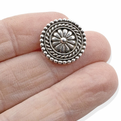 Bali Button Clasps Silver 18mm: Fine Silver Plated Pewter 2-Pack Leather Wrap Bracelet Closure