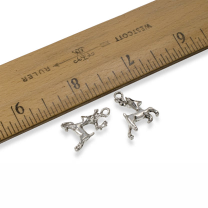 10 Silver Prancing Reindeer Charms - Vintage-Style - Christmas Jewelry & Crafts