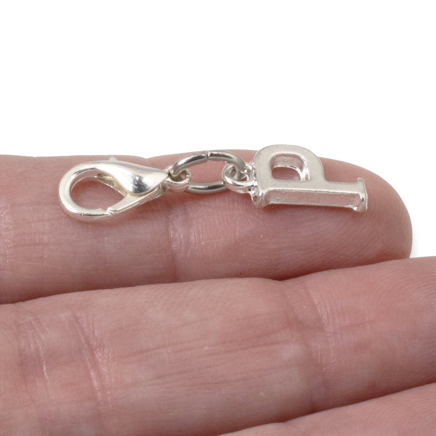 Letter P Clip On Charm: Silver Initial Alphabet Personalized Jewelry Gift
