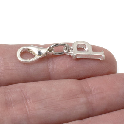 Letter P Clip On Charm: Silver Initial Alphabet Personalized Jewelry Gift