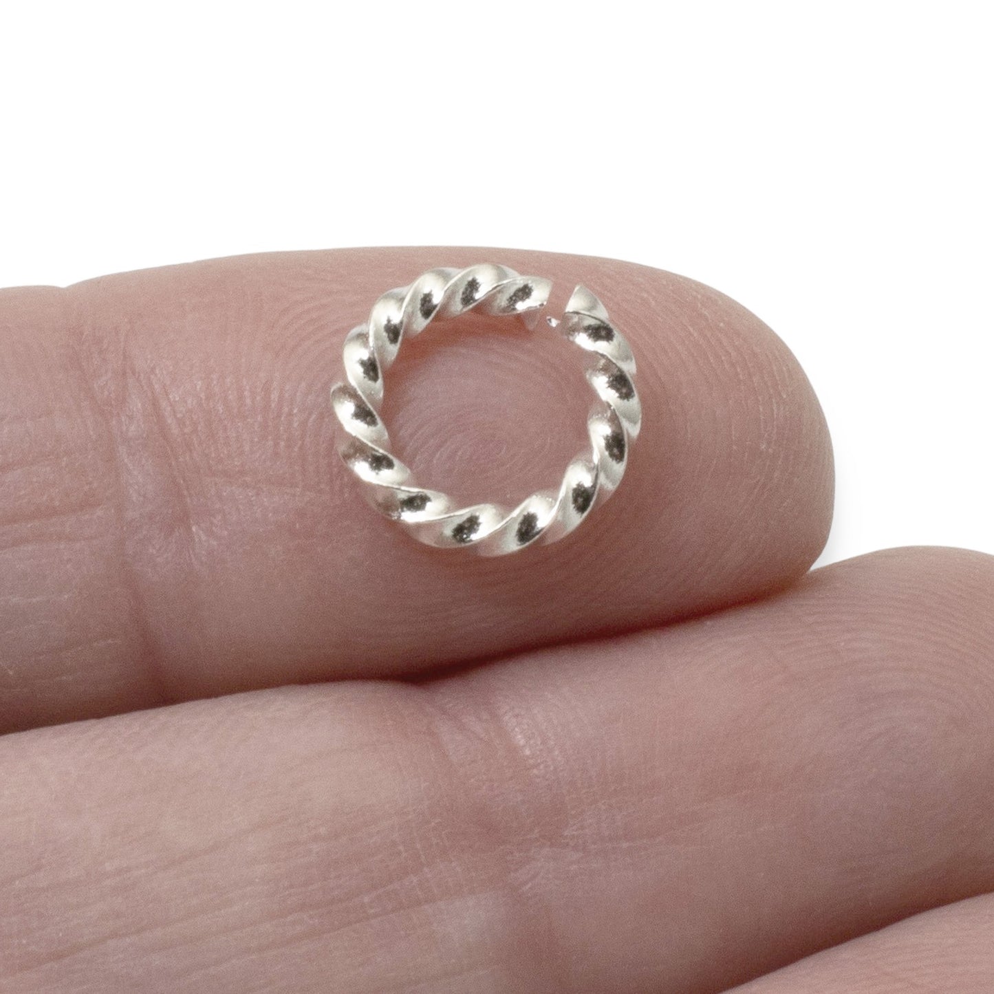 Large Bright Silver Rope Jump Rings: 10-Pack Charm Necklace Connectors