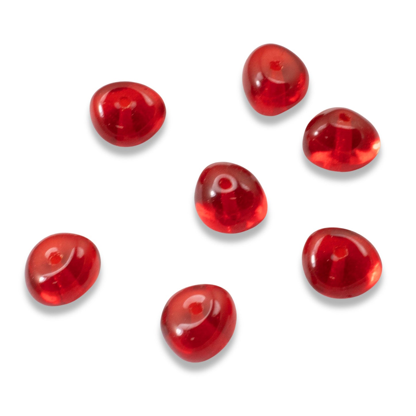 25 Siam Red Potato-Shaped Beads - Czech Glass - 6x8mm for Jewelry Making - Christmas & Holiday Supplies