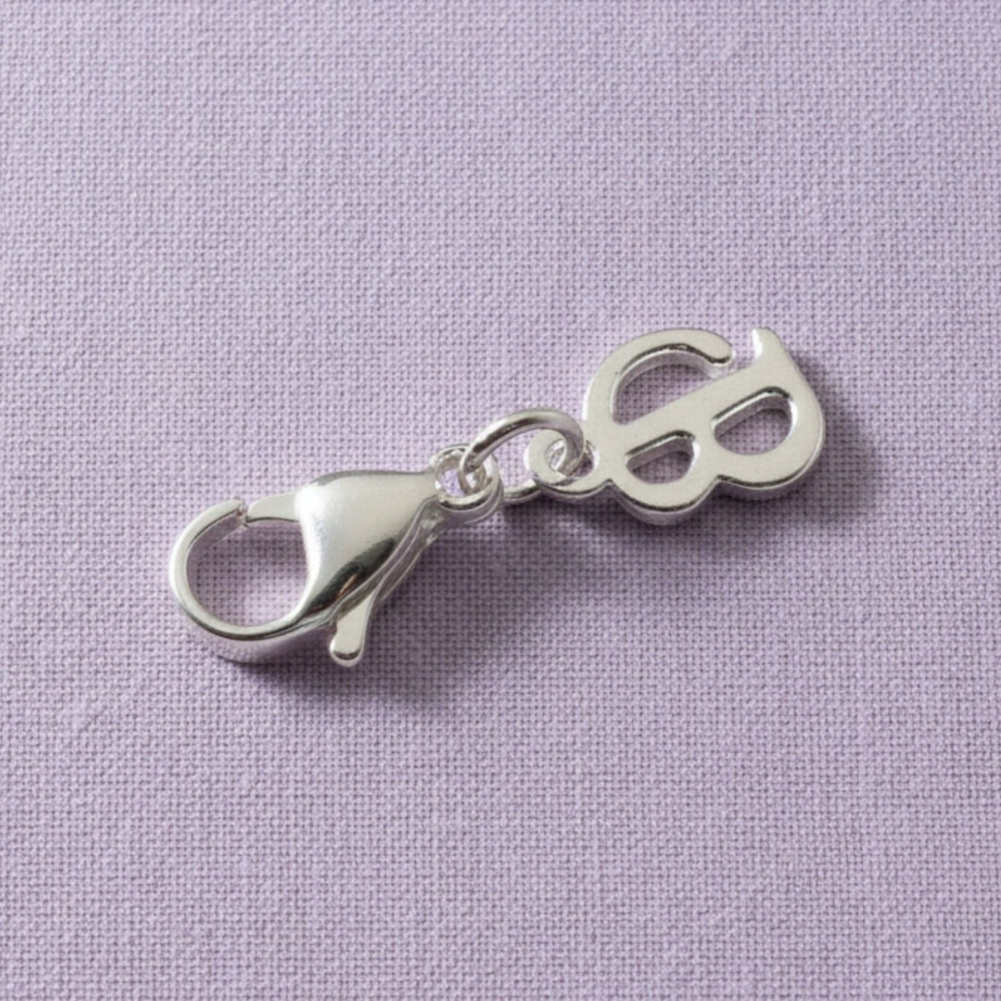 Silver Cursive Letter B Clip On Charm: Script Initial Dangle Lobster Clasp Personalized Journal Bracelet