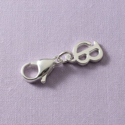 Silver Cursive Letter B Clip On Charm: Script Initial Dangle Lobster Clasp Personalized Journal Bracelet